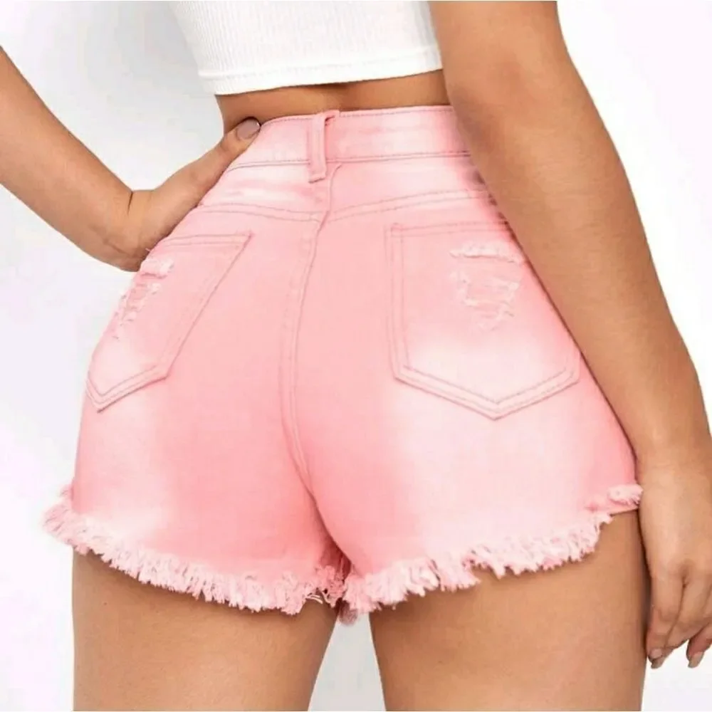 Ripped Denim Shorts